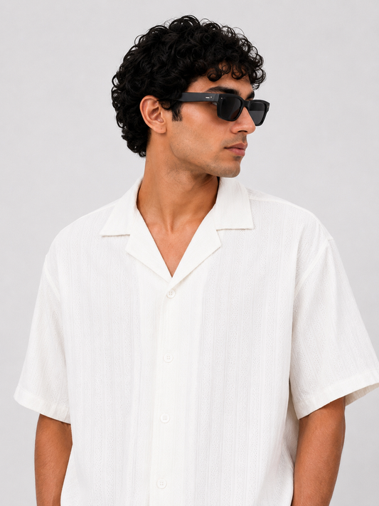 ZARA  TEXTURED CUBAN COLLAR  SHIRT
