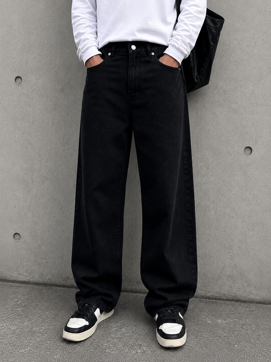P&B STRAIGHT FIT BLACK DENIM