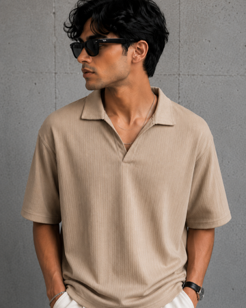 DROP NEEDLE POLO CAMEL