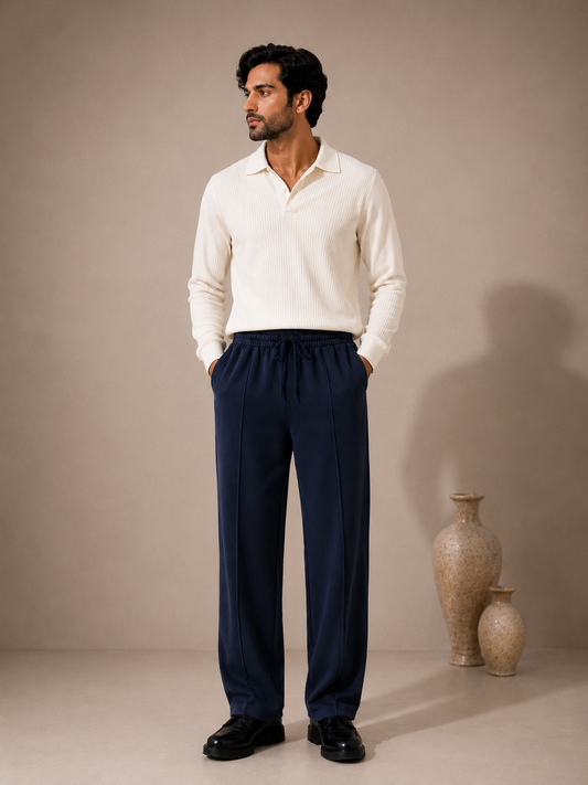 Bershka Baggy Trouser (Navy Blue)