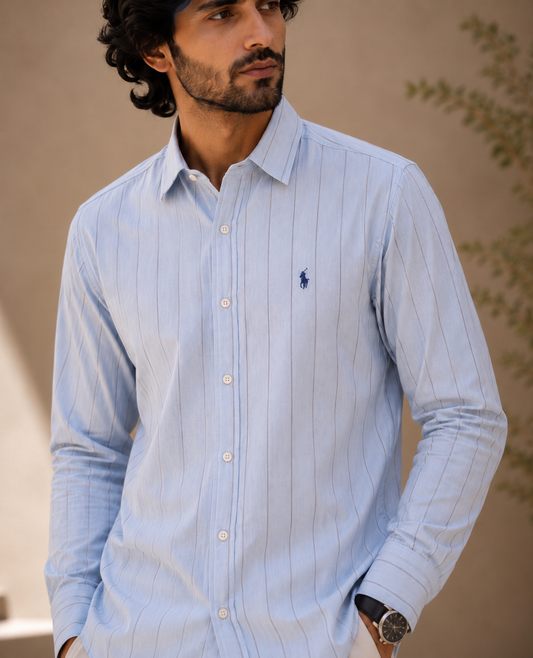 RL CASUAL SHIRT (SOFT BLUE STRIPE)