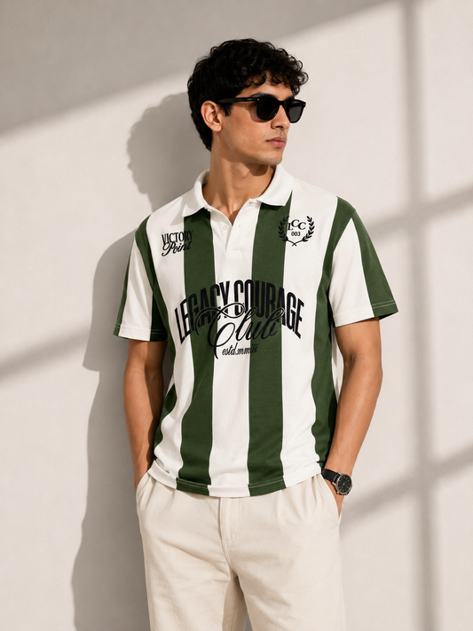 Legacy Club Striped Polo (green)