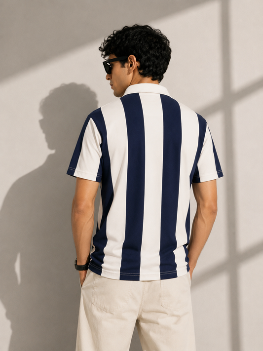 Legacy Club Striped Polo (navy)