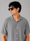 Pull&Bear Textured Resort Shirt (Grey)