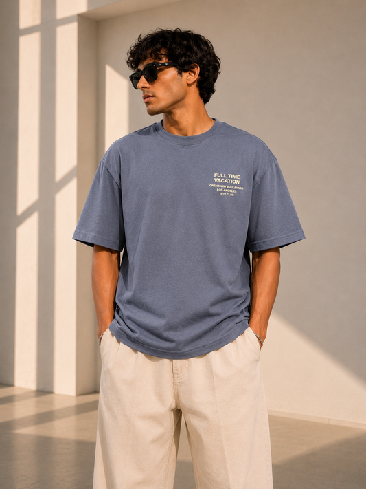 Urban Exit Oversized Drop Shoulder Tee (Slate blue)