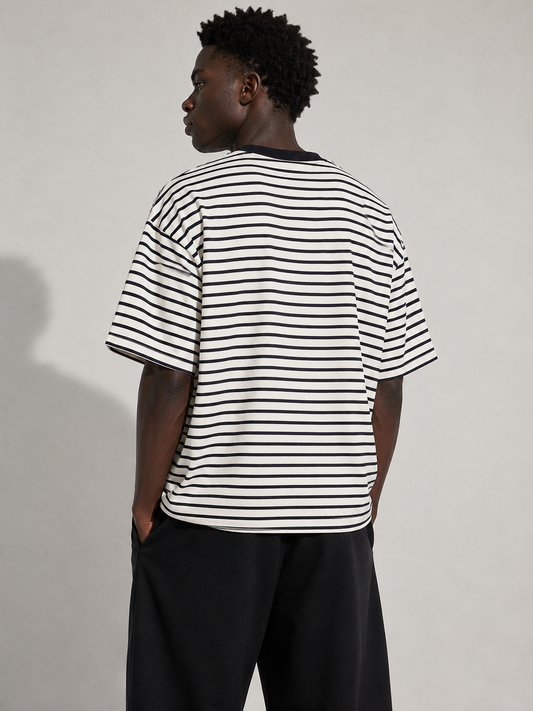 Monochrome Stripe Drop Tee