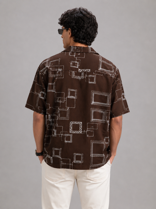 Urban Grid Resort Shirt, (Brown)
