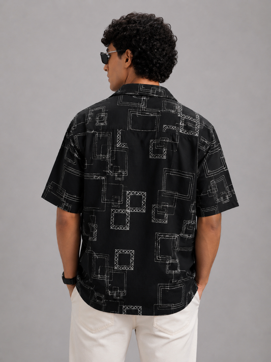 Urban Grid Resort Shirt,(Black)